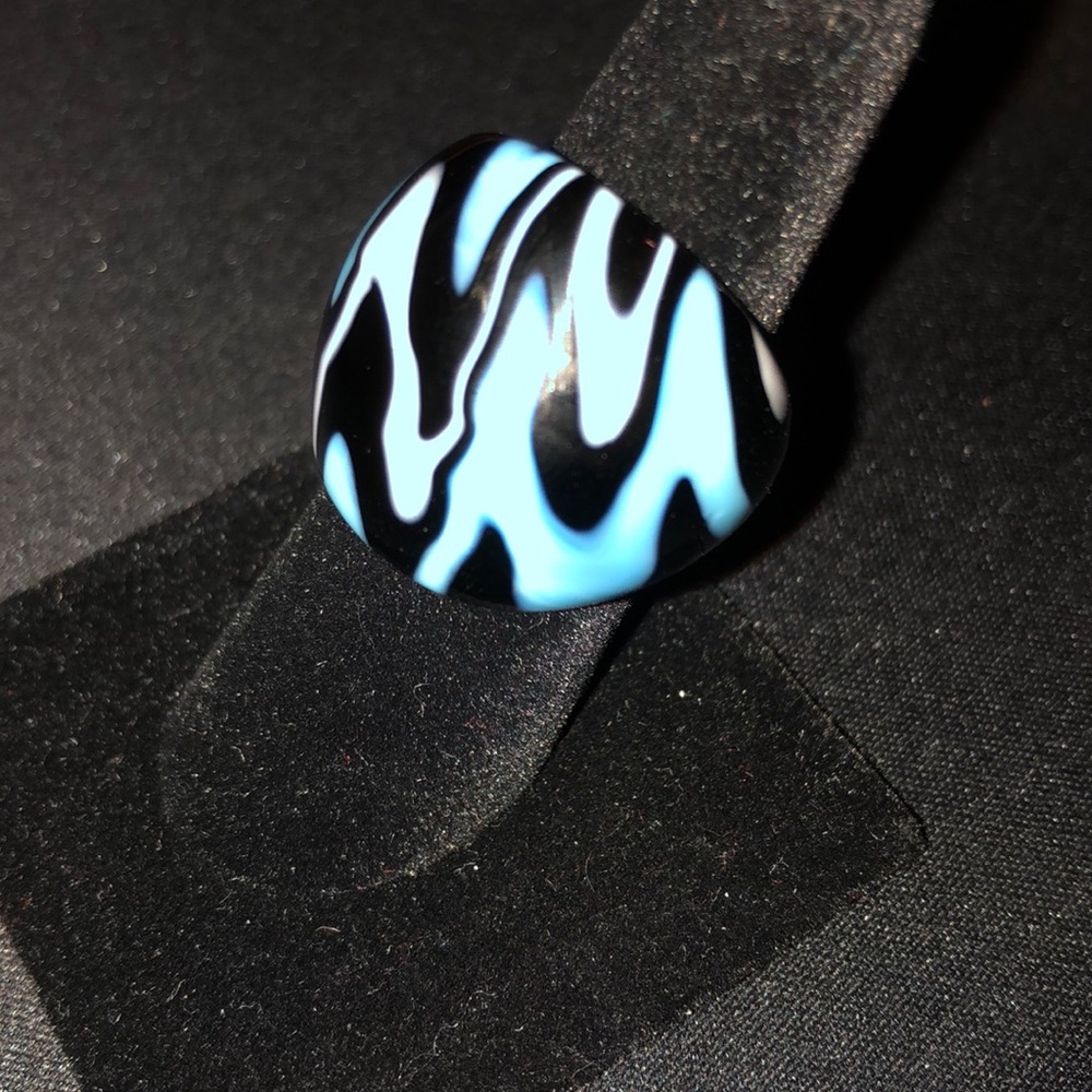 Glass Over-Sized Statement Ring White Black Blue